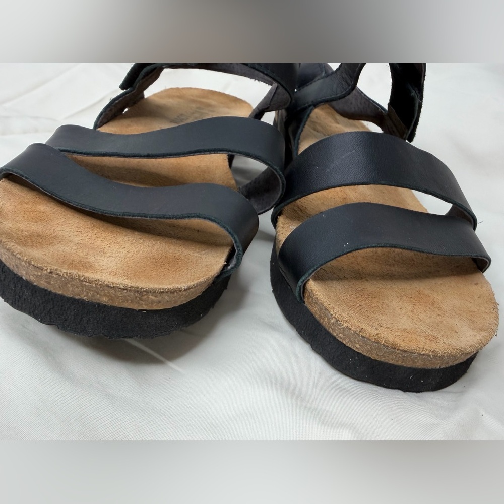 Naot Kayla Black Leather Cork Wedge Sandals Women’s EU 40 US 9 Made in Israel - Picture 5 of 9